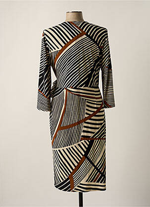 Robe mi-longue manches longues manches longues noir FRANK LYMAN femme