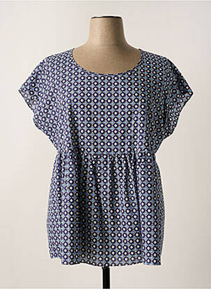 Blouse imprimé fantaisie manches courtes bleu PERSONA BY MARINA RINALDI femme