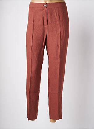 Pantalon droit fermeture zippée sous rabat boutonné marron MARINA RINALDI femme