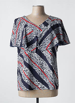 Blouse imprimé fantaisie manches courtes bleu KARIN HERTZ femme