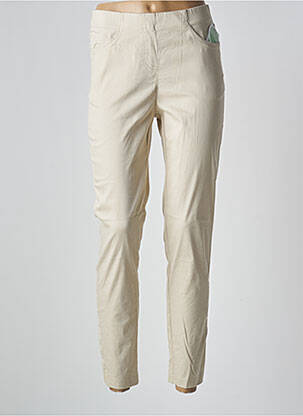 Jegging tissage popeline taille haute beige ADELINA BY SCHEITER femme