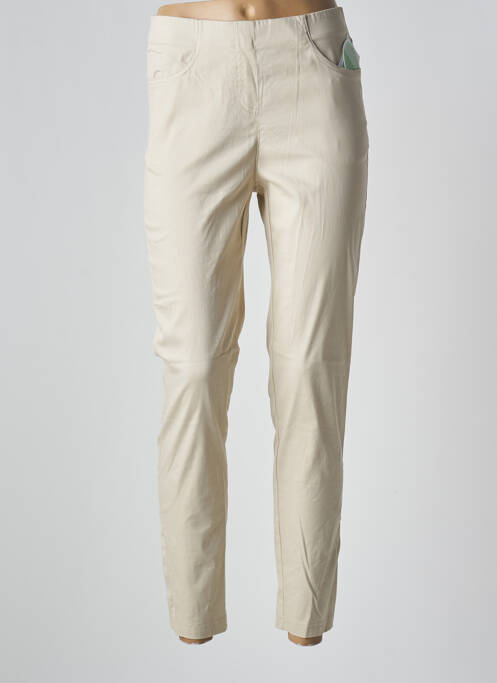 Jegging tissage popeline taille haute beige ADELINA BY SCHEITER femme
