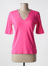 T-shirt col v manches courtes rose SOIE POUR SOI femme