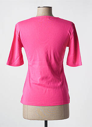 T-shirt col v manches courtes rose SOIE POUR SOI femme