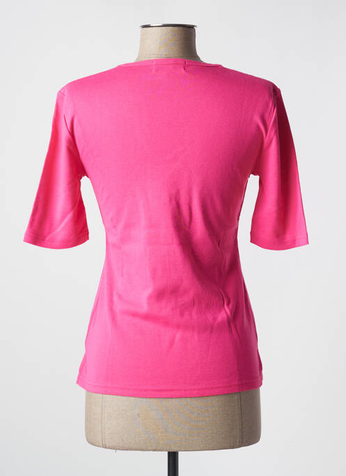 T-shirt col v manches courtes rose SOIE POUR SOI femme