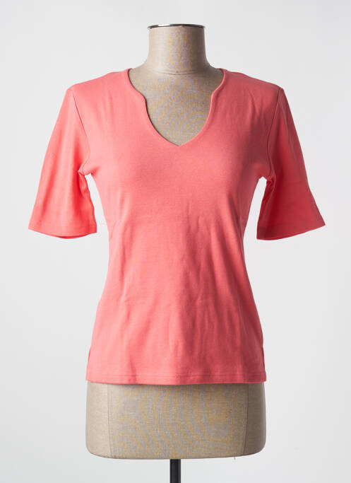 T-shirt col v manches courtes orange SOIE POUR SOI femme