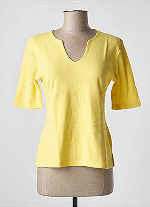 T-shirt col v manches courtes jaune SOIE POUR SOI femme