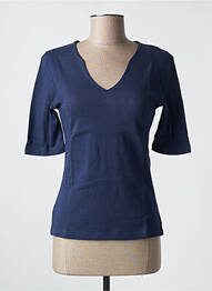 T-shirt col v manches courtes bleu SOIE POUR SOI femme
