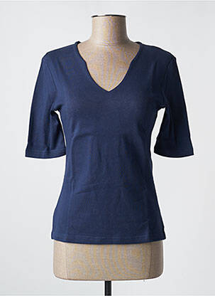 T-shirt col v manches courtes bleu SOIE POUR SOI femme