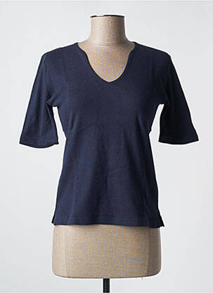 T-shirt col v manches courtes bleu fonce SOIE POUR SOI femme