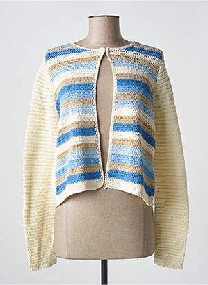 Gilet manches longues col rond bleu ORLINN femme