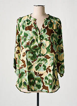 Blouse imprimé fantaisie manches 3/4 vert EMA BLUE'S femme