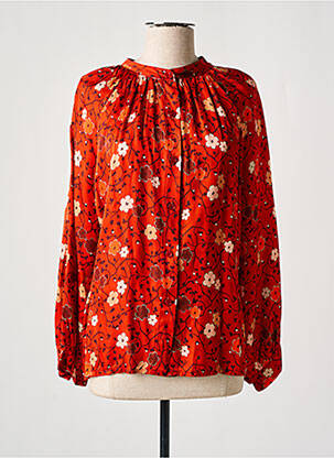 Blouse tissage popeline manches longues orange JOHANNA PARIS femme