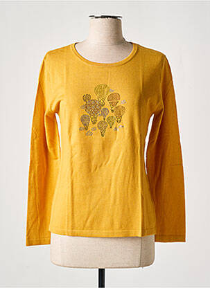 Pull coupe cintrée manches longues jaune SOIE POUR SOI femme