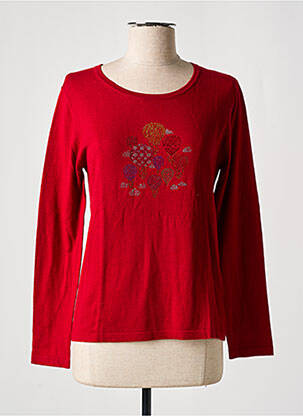 Pull coupe cintrée manches longues rouge SOIE POUR SOI femme