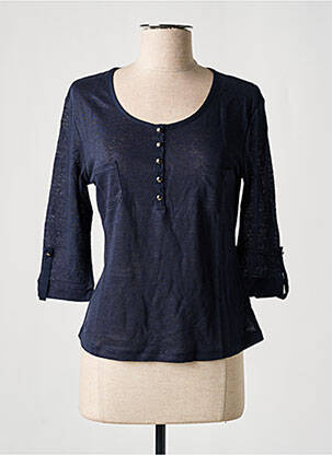 Top tissage crêpe manches 3/4 bleu J & W femme
