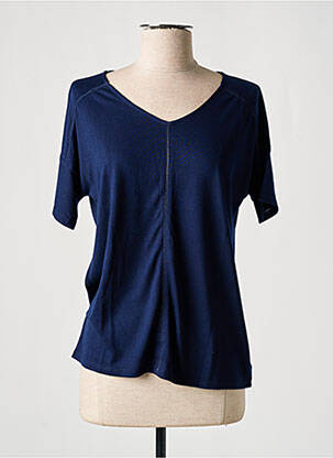T-shirt col v manches courtes bleu SOIE POUR SOI femme