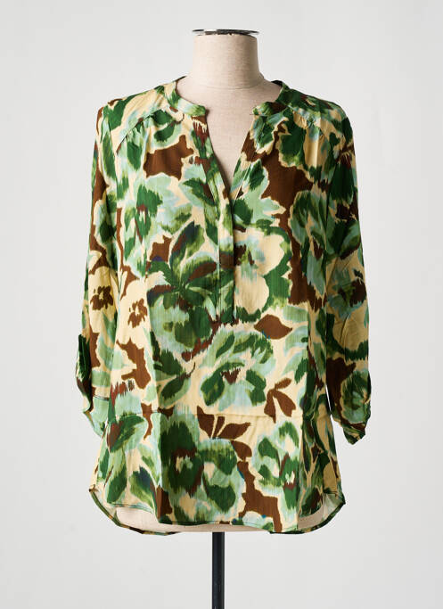 Blouse imprimé fantaisie manches 3/4 vert EMA BLUE'S femme