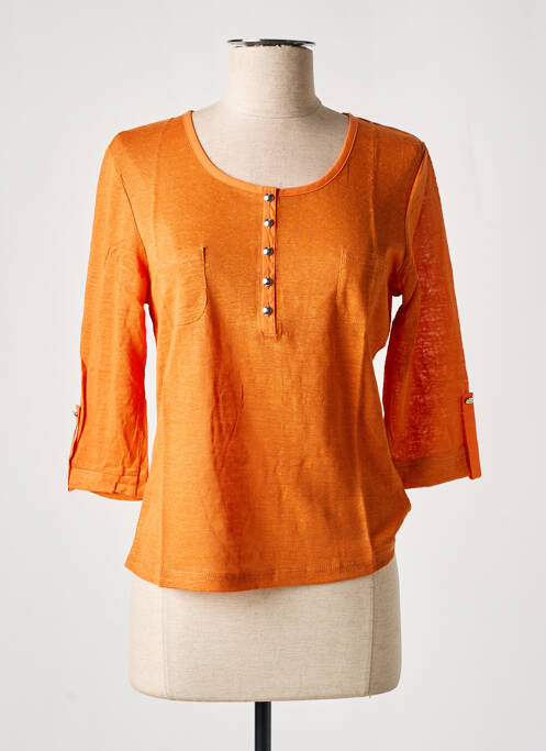 Top coupe cintrée manches 3/4 orange J & W femme