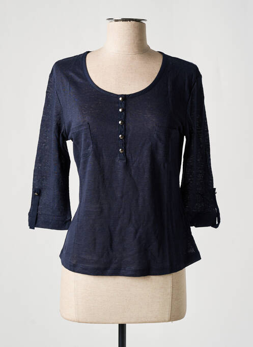 Top coupe cintrée manches 3/4 bleu J & W femme