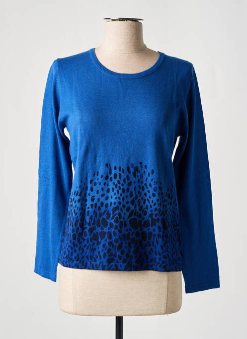 Pull coupe cintrée manches longues bleu SOIE POUR SOI femme