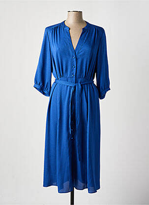 Robe longue coupe fluide manches 3/4 bleu GERARD DAREL femme