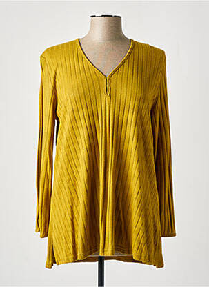 Pull coupe droite manches longues jaune KAKIE femme