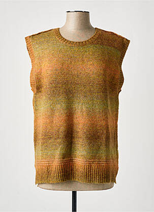 Pull tissage chiné sans manche orange BELLA JONES femme