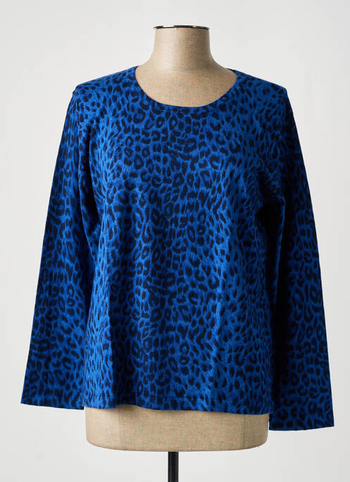 Pull coupe cintrée manches longues bleu SOIE POUR SOI femme