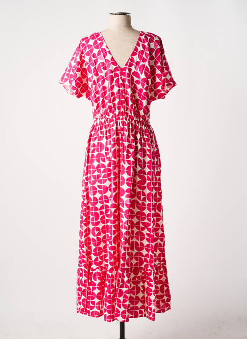 Robe longue rose ICHI pour femme