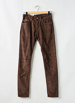 Pantalon slim fermeture zippée sous rabat boutonné marron PEPE JEANS homme