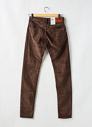 Pantalon slim fermeture zippée sous rabat boutonné marron PEPE JEANS homme
