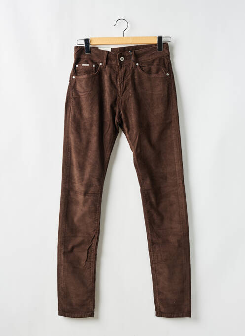 Pantalon slim fermeture zippée sous rabat boutonné marron PEPE JEANS homme
