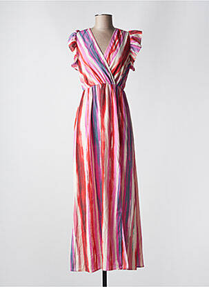 Robe longue manches courtes manches courtes rose BY ONE femme