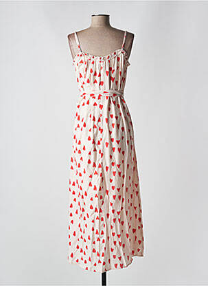 Robe longue manches bretelles ajustables fines bretelles beige COMPAÑIA FANTASTICA femme