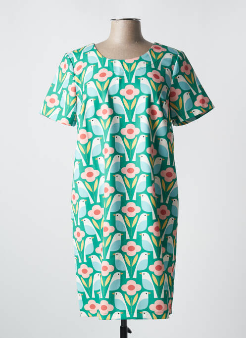 Robe mi-longue vert HIPPOCAMPE pour femme