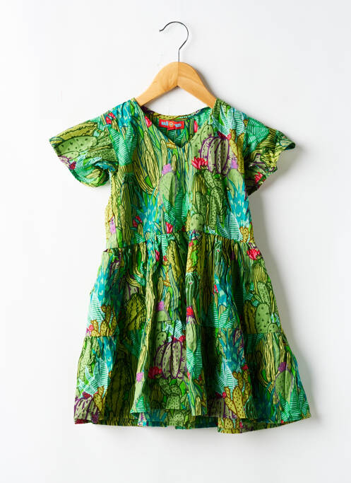 Robe mi-longue vert KALI YOG pour fille