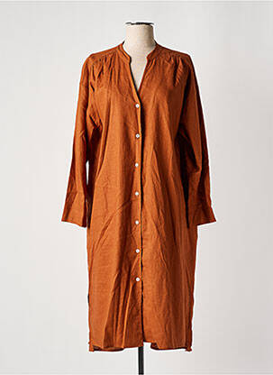 Robe mi-longue manches longues manches longues marron MUS & BOMBON femme