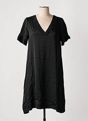 Robe mi-longue coupe fluide manches courtes noir PAKO LITTO femme