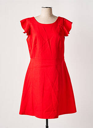 Robe mi-longue tissage crêpe manches courtes rouge MOLLY BRACKEN femme