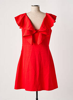 Robe mi-longue tissage crêpe manches courtes rouge MOLLY BRACKEN femme