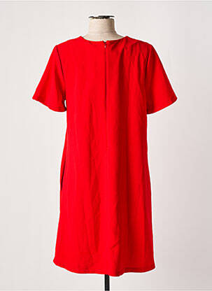 Robe mi-longue tissage crêpe manches courtes rouge PAKO LITTO femme