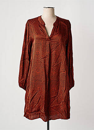 Robe mi-longue manches longues manches longues orange PAKO LITTO femme