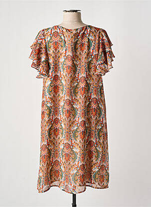 Robe courte coupe fluide manches courtes orange MOLLY BRACKEN femme