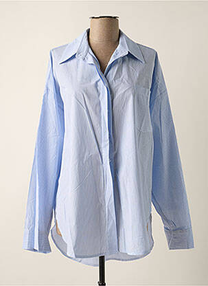Chemisier tissage popeline manches longues bleu PAKO LITTO femme