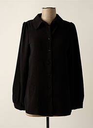 Chemisier tissage crêpe manches longues noir SIGNE NATURE femme