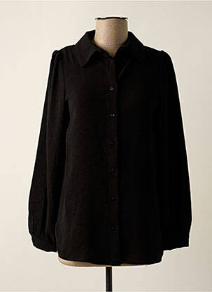 Chemisier tissage crêpe manches longues noir SIGNE NATURE femme