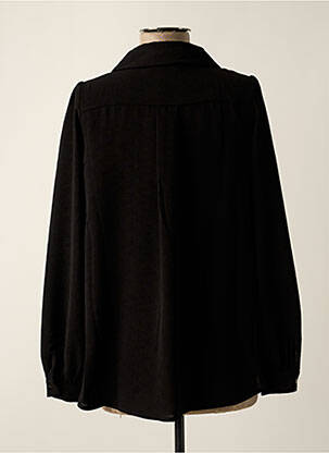 Chemisier tissage crêpe manches longues noir SIGNE NATURE femme