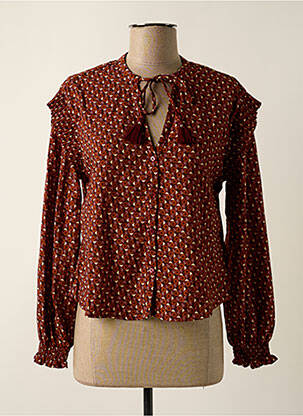 Chemisier coupe droite manches longues marron PEPE JEANS femme