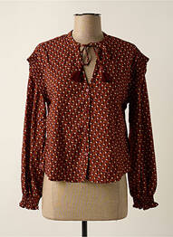 Chemisier coupe droite manches longues marron PEPE JEANS femme